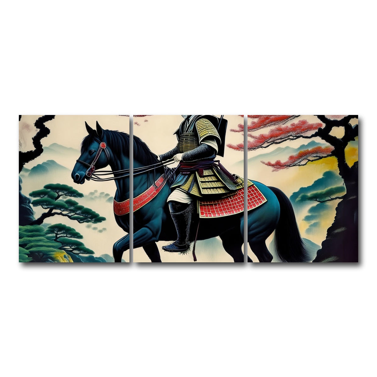AUTO-MOCKUP WHITE | Contemporary Samurai Art | 3 Piece | Gallery Wrap Canvas | group=18x24