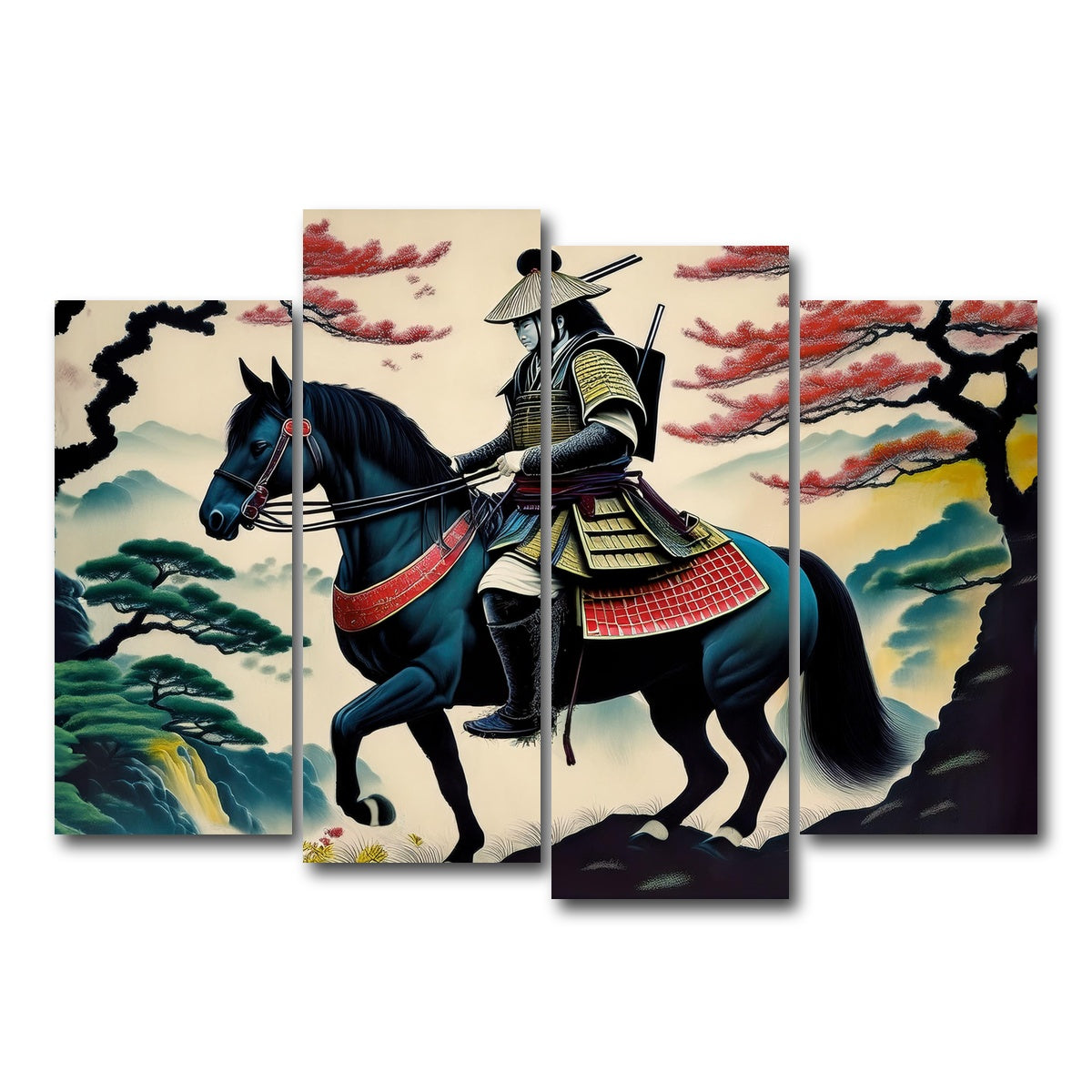 AUTO-MOCKUP WHITE | Contemporary Samurai Art | 4 Piece | Gallery Wrap Canvas | group=4_normal
