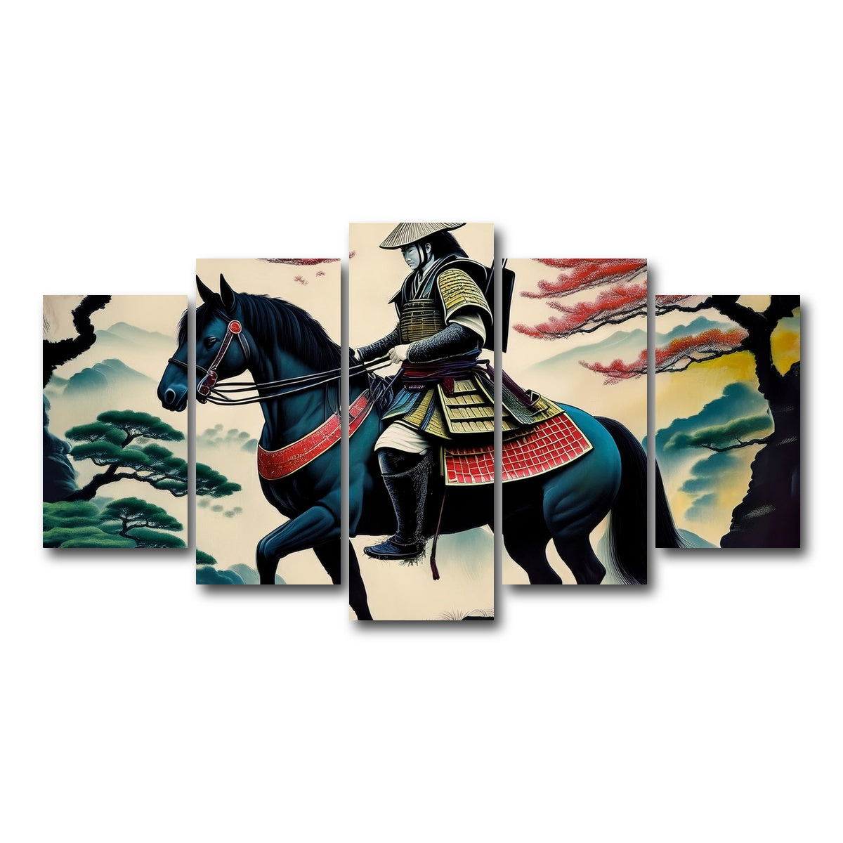 AUTO-MOCKUP WHITE | Contemporary Samurai Art | 5 Piece | Gallery Wrap Canvas | group=5_normal