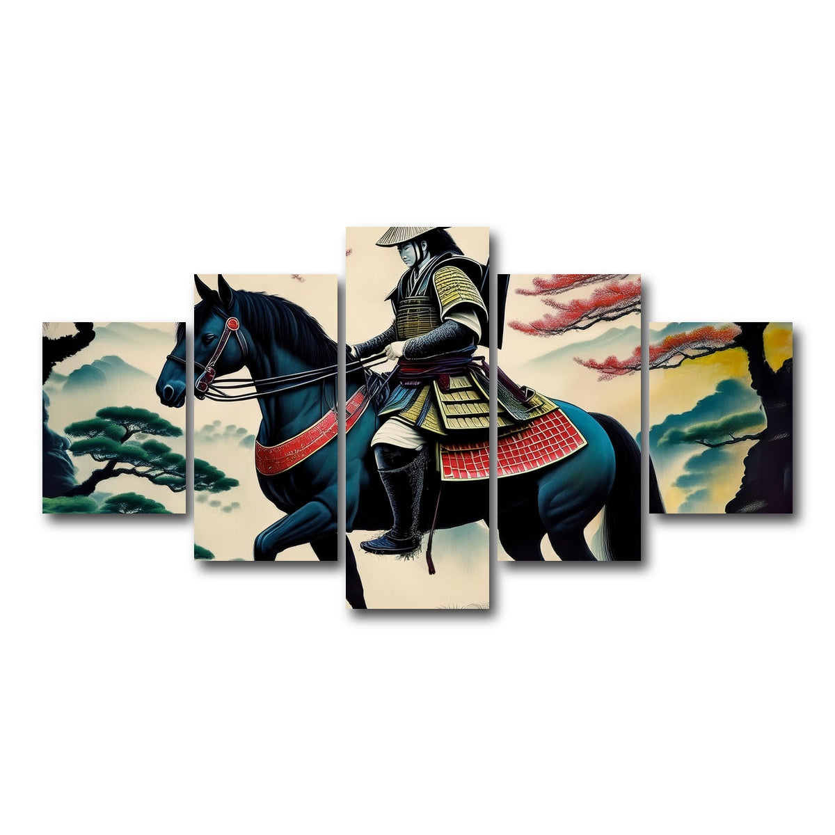 AUTO-MOCKUP WHITE | Contemporary Samurai Art | 5 Piece | Gallery Wrap Canvas | group=5_short