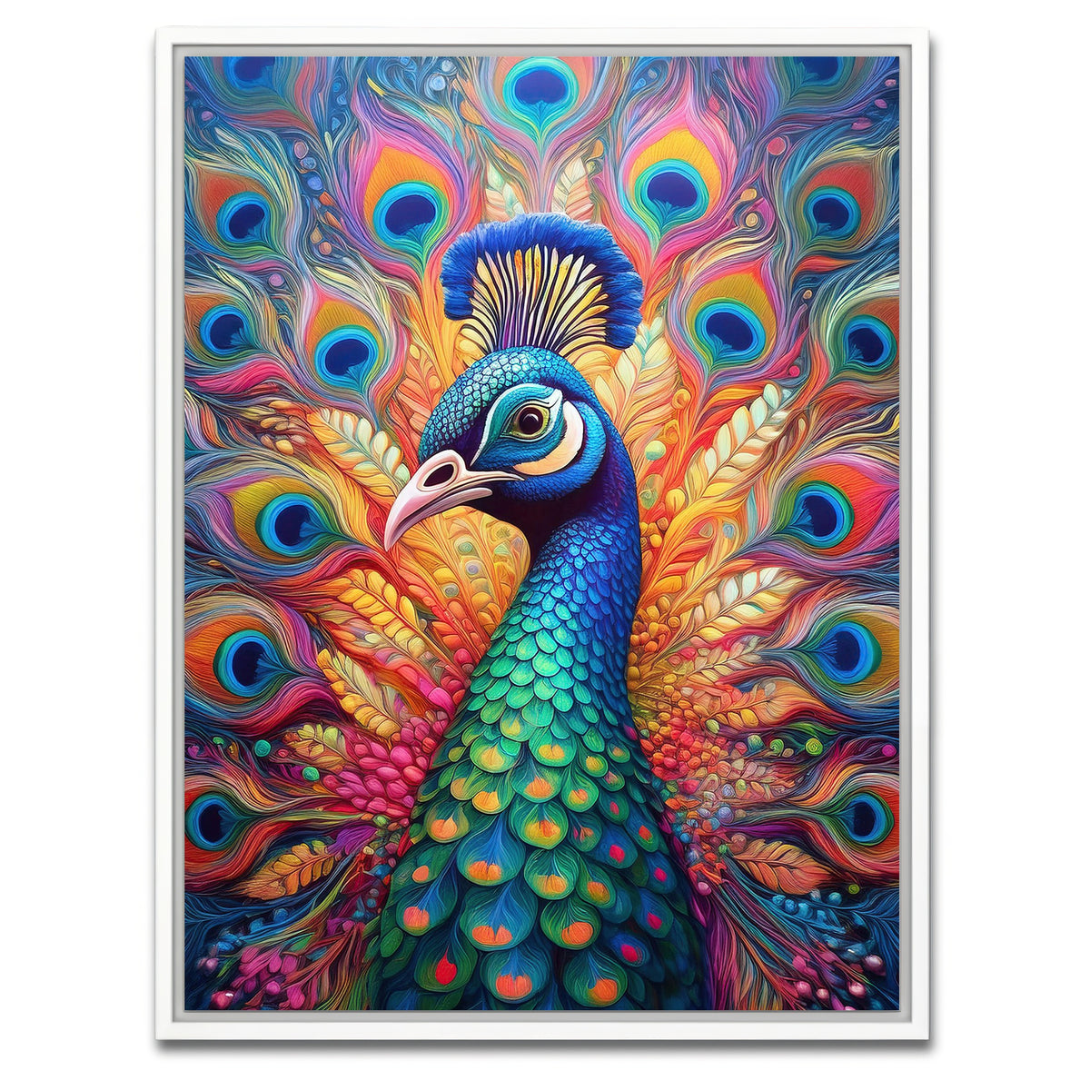 AUTO-MOCKUP WHITE | Cool Peacock | 1 Piece | White Framed Canvas | group=3x4