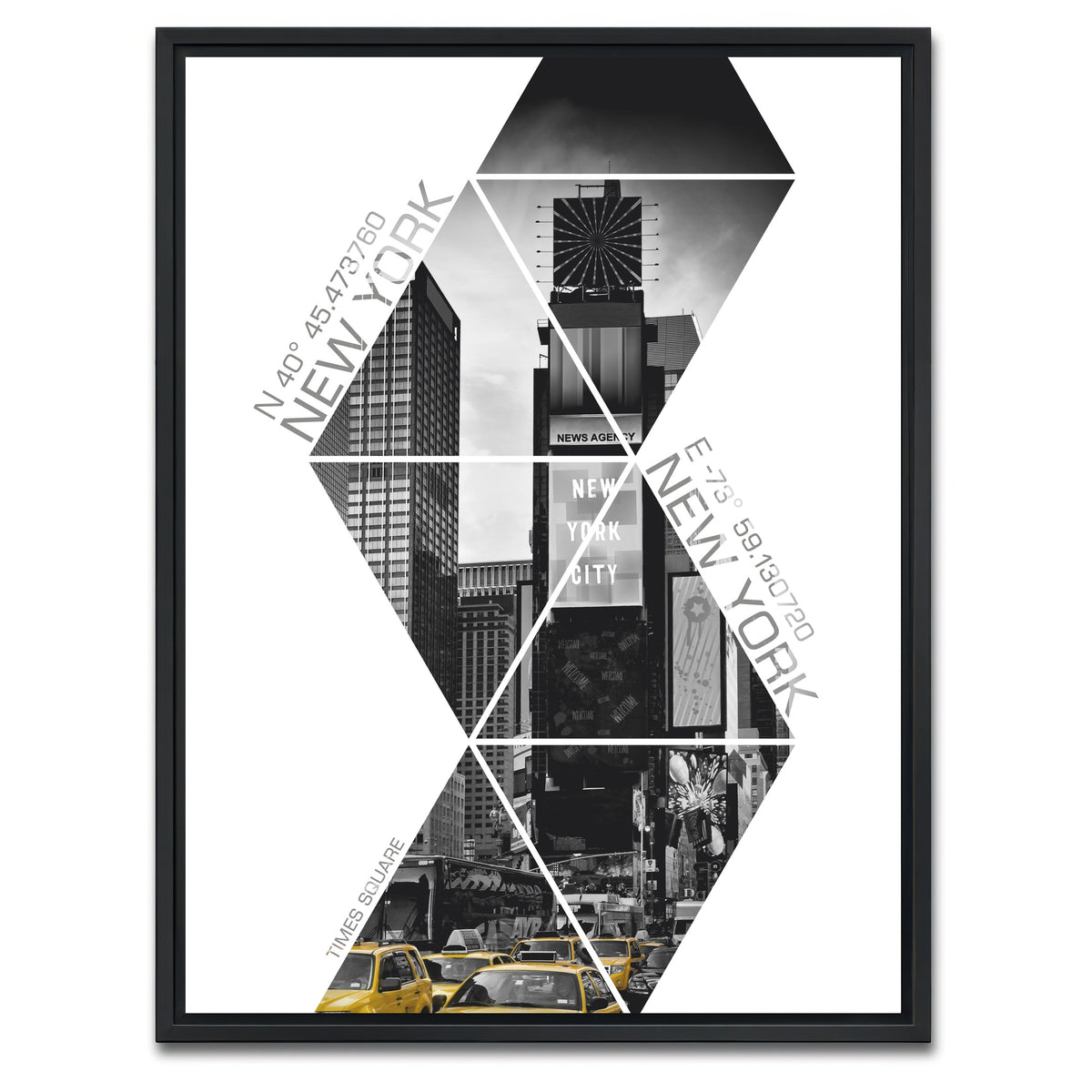 AUTO-MOCKUP WHITE | Coordinates NEW YORK CITY Times Square | 1 Piece | Black Framed Canvas | group=3x4