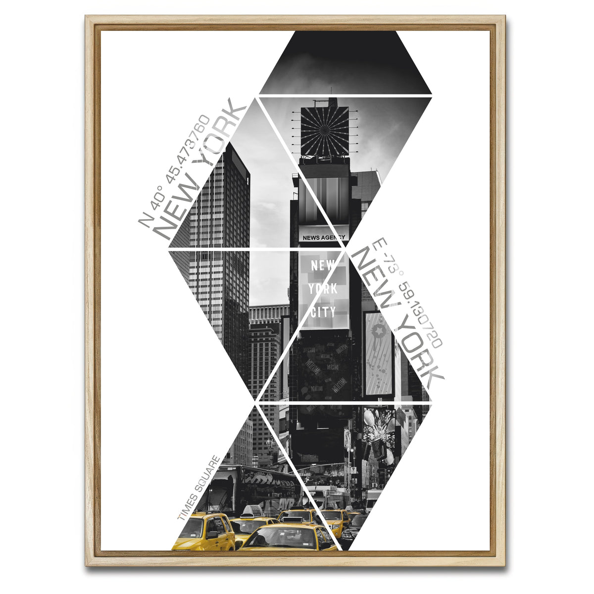 AUTO-MOCKUP WHITE | Coordinates NEW YORK CITY Times Square | 1 Piece | Natural Framed Canvas | group=3x4