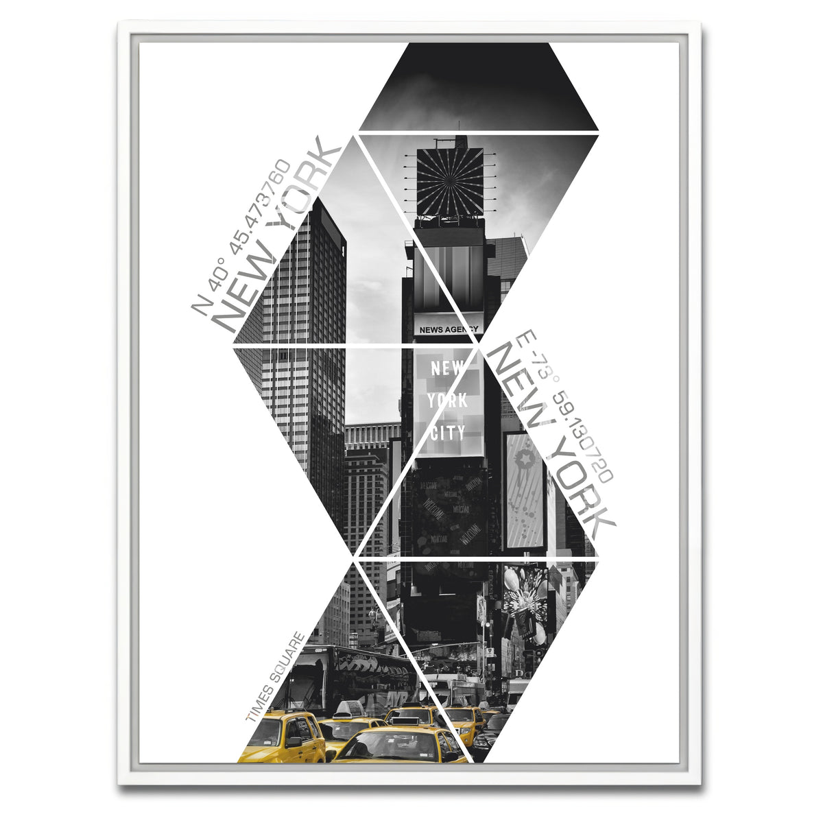 AUTO-MOCKUP WHITE | Coordinates NEW YORK CITY Times Square | 1 Piece | White Framed Canvas | group=3x4