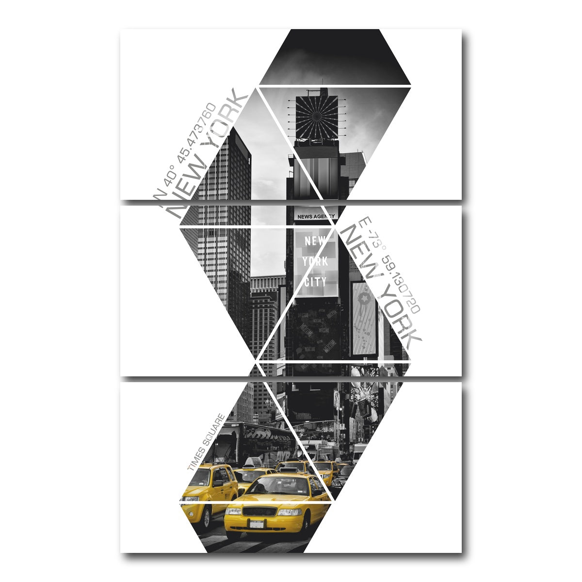 AUTO-MOCKUP WHITE | Coordinates NEW YORK CITY Times Square | 3 Piece | Gallery Wrap Canvas | group=12x24_stacked