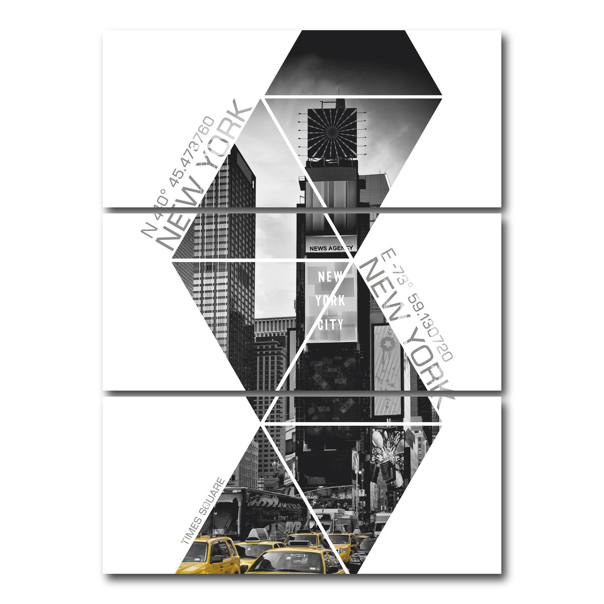 AUTO-MOCKUP WHITE | Coordinates NEW YORK CITY Times Square | 3 Piece | Gallery Wrap Canvas | group=8x18_stacked