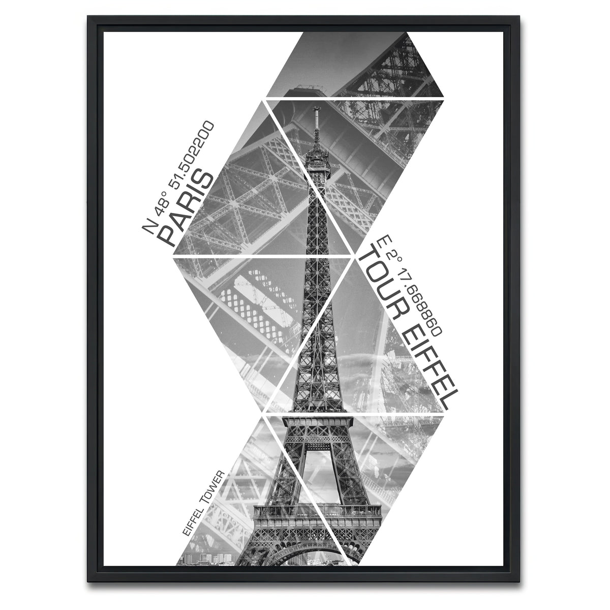 AUTO-MOCKUP WHITE | Coordinates PARIS Eiffel Tower | 1 Piece | Black Framed Canvas | group=3x4