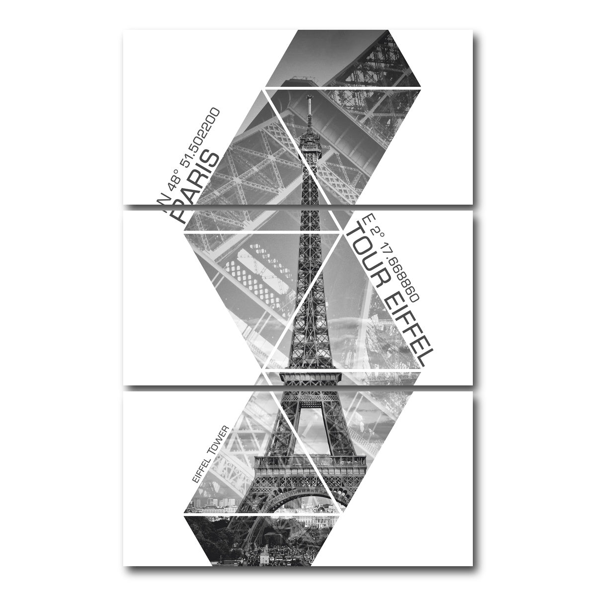 AUTO-MOCKUP WHITE | Coordinates PARIS Eiffel Tower | 3 Piece | Gallery Wrap Canvas | group=12x24_stacked