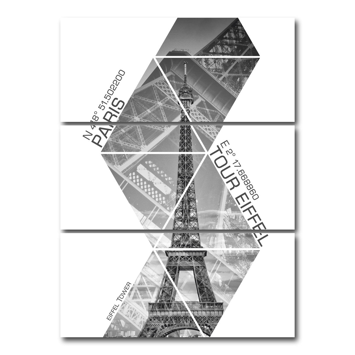 AUTO-MOCKUP WHITE | Coordinates PARIS Eiffel Tower | 3 Piece | Gallery Wrap Canvas | group=8x18_stacked