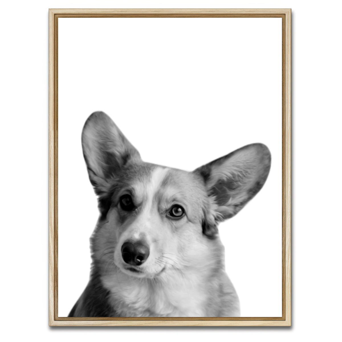 AUTO-MOCKUP WHITE | Corgi Dog | 1 Piece | Natural Framed Canvas | group=3x4
