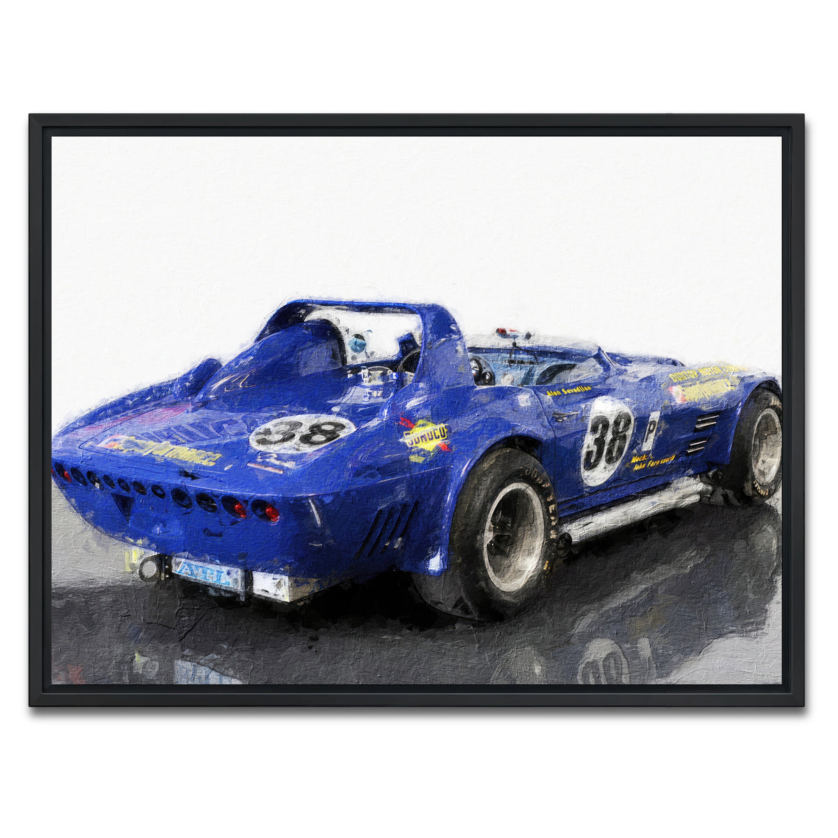 AUTO-MOCKUP WHITE | Corvette Grand Sport Rear | 1 Piece | Black Framed Canvas | group=4x3