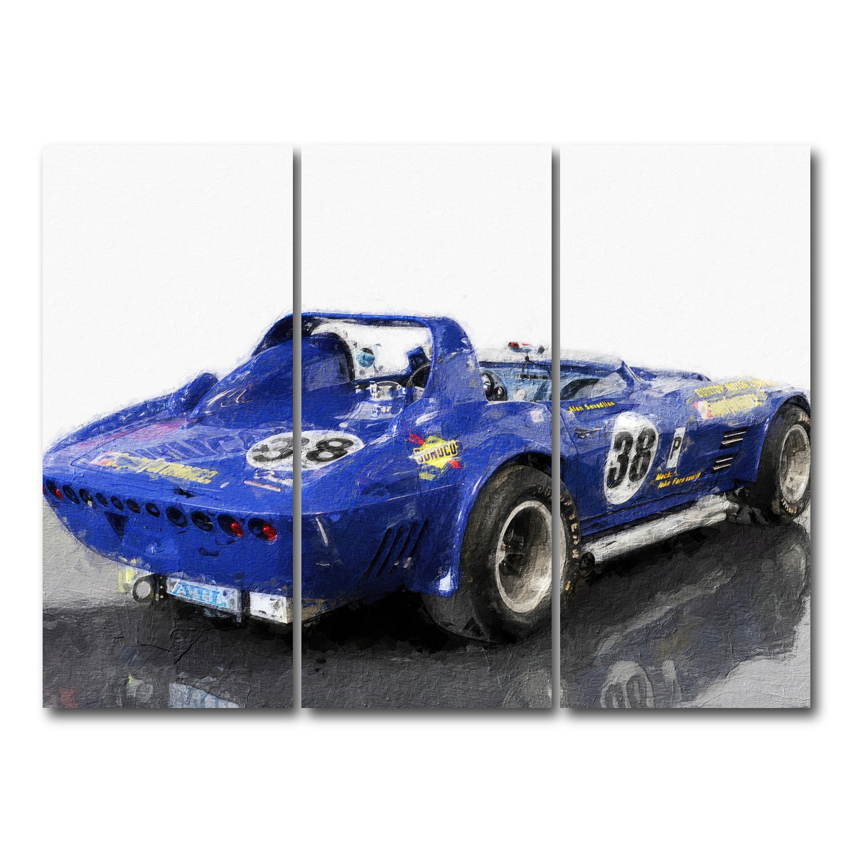 AUTO-MOCKUP WHITE | Corvette Grand Sport Rear | 3 Piece | Gallery Wrap Canvas | group=8x18