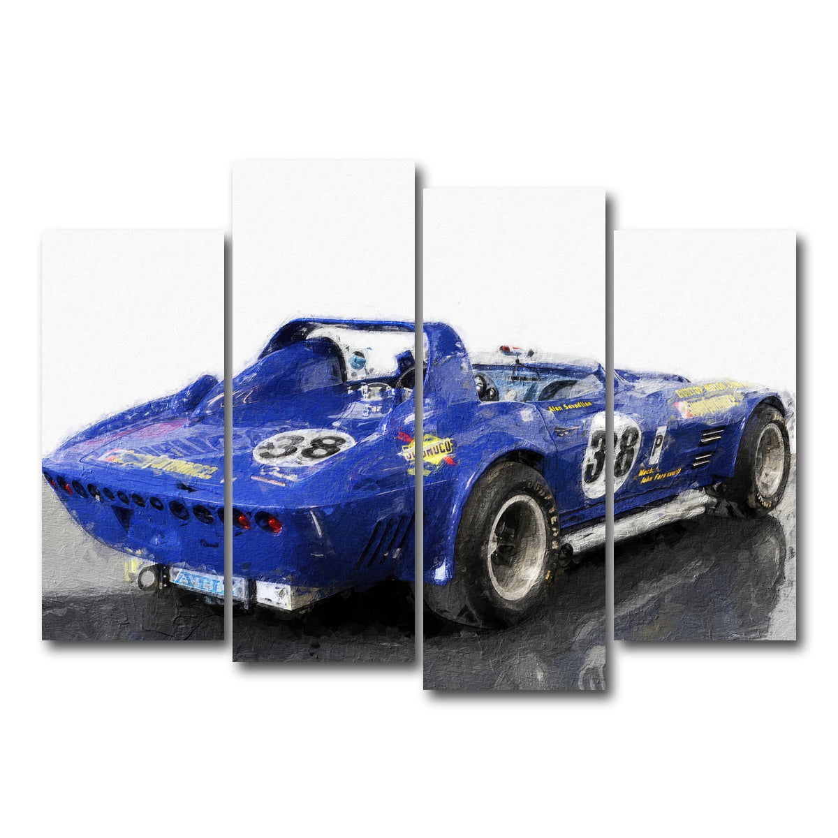 AUTO-MOCKUP WHITE | Corvette Grand Sport Rear | 4 Piece | Gallery Wrap Canvas | group=4_normal