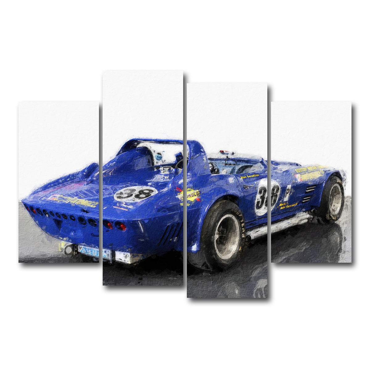 AUTO-MOCKUP WHITE | Corvette Grand Sport Rear | 4 Piece | Gallery Wrap Canvas | group=4_short