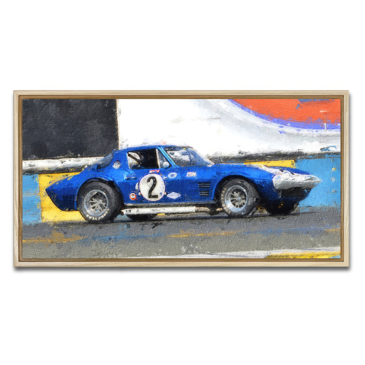 AUTO-MOCKUP WHITE | Corvette Grand Sport Side | 1 Piece | Natural Framed Canvas | group=2x1