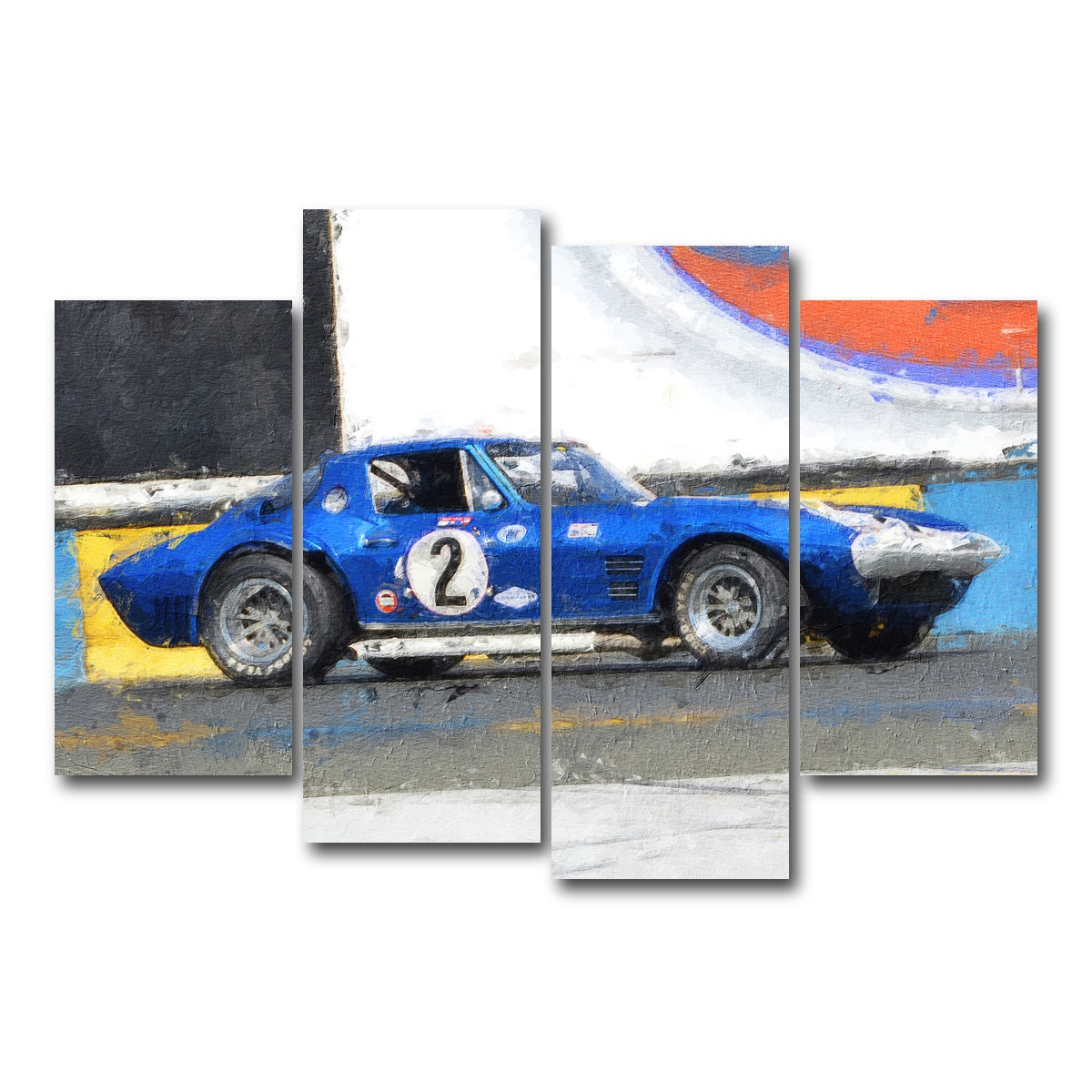AUTO-MOCKUP WHITE | Corvette Grand Sport Side | 4 Piece | Gallery Wrap Canvas | group=4_short
