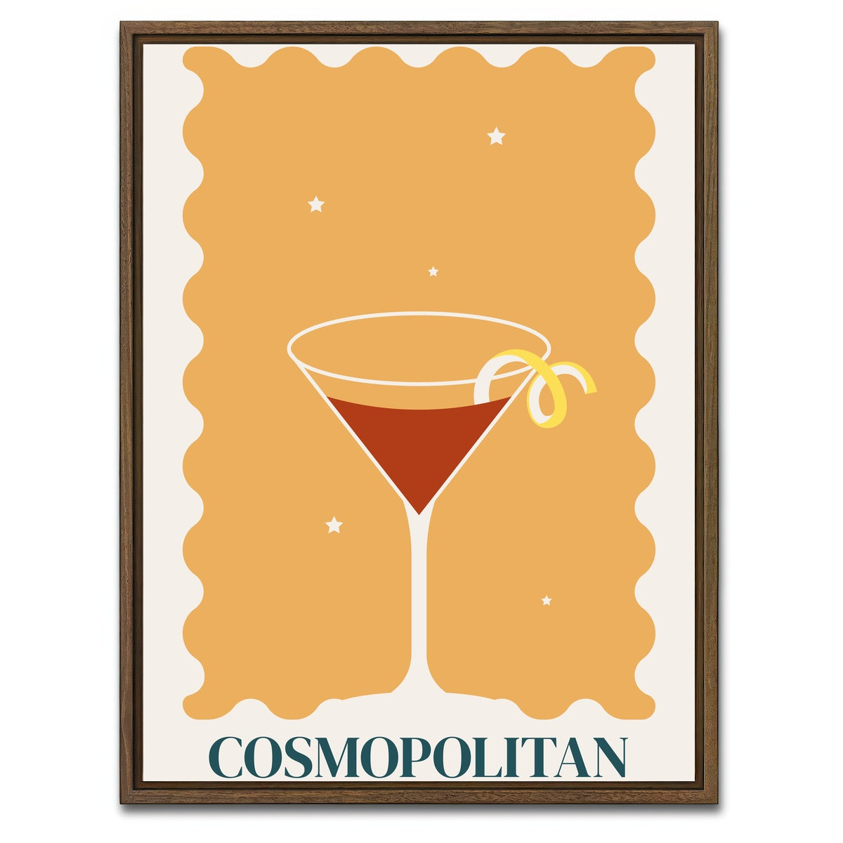 AUTO-MOCKUP WHITE | Cosmopolitan Retro Style | 1 Piece | Walnut Framed Canvas | group=3x4