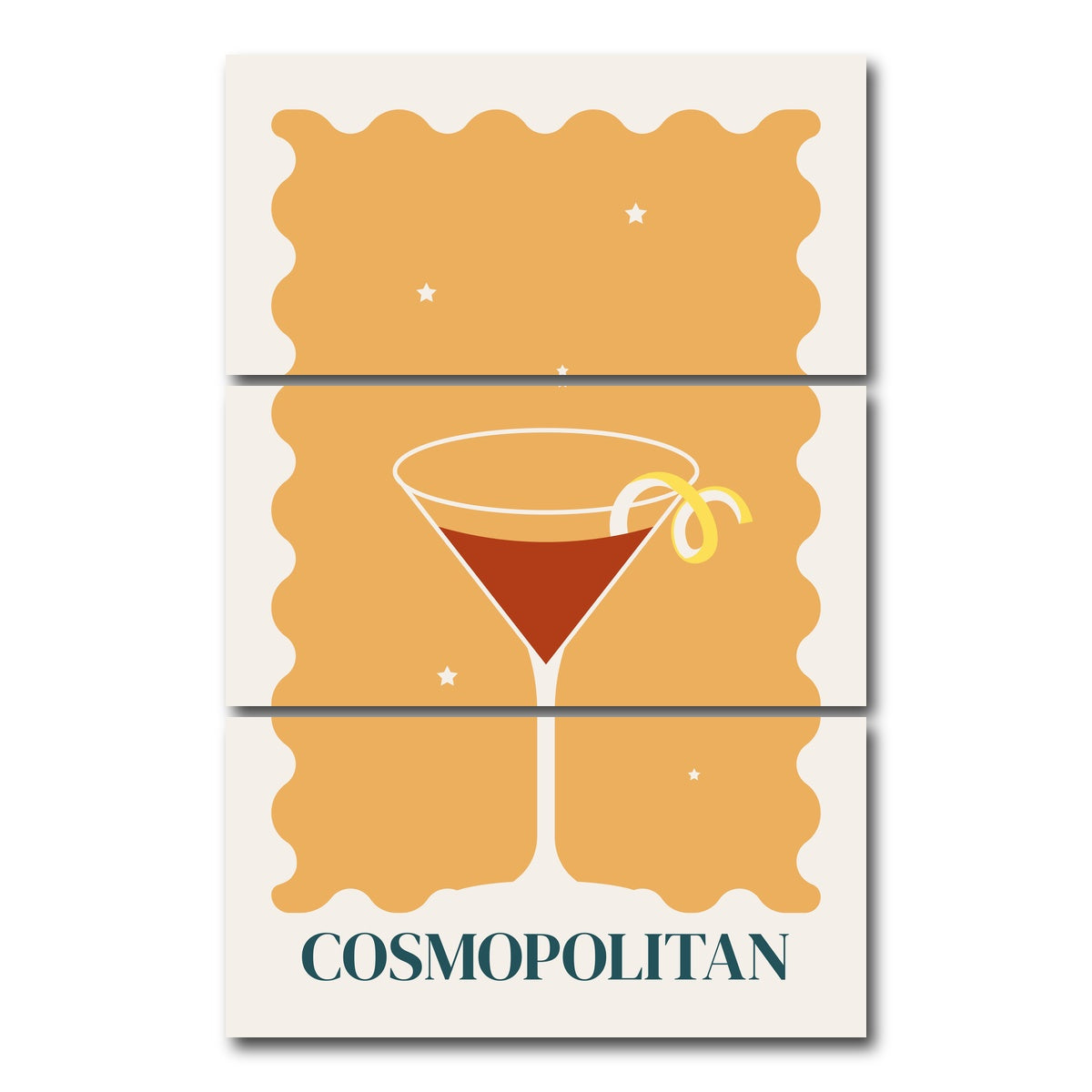 AUTO-MOCKUP WHITE | Cosmopolitan Retro Style | 3 Piece | Gallery Wrap Canvas | group=12x24_stacked