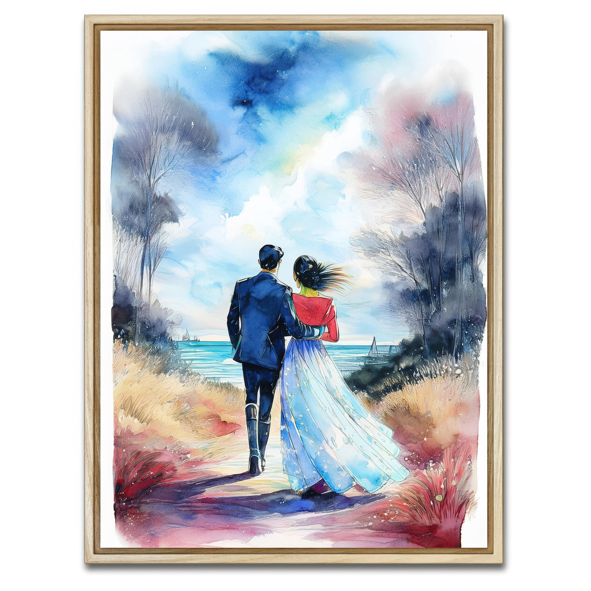 AUTO-MOCKUP WHITE | Couple Painting | 1 Piece | Natural Framed Canvas | group=3x4