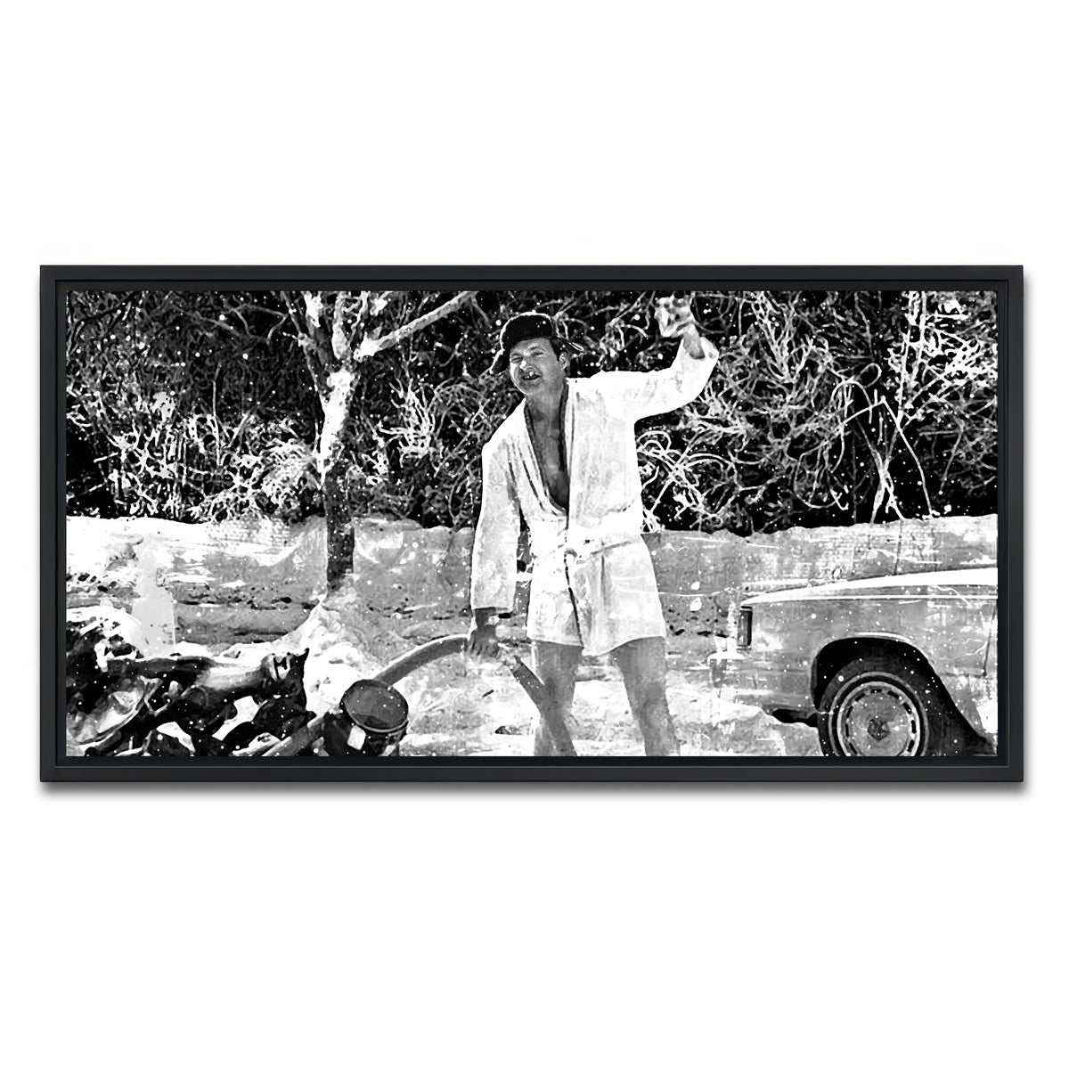 AUTO-MOCKUP WHITE | Cousin Eddie Grayscale | 1 Piece | Black Framed Canvas | group=2x1