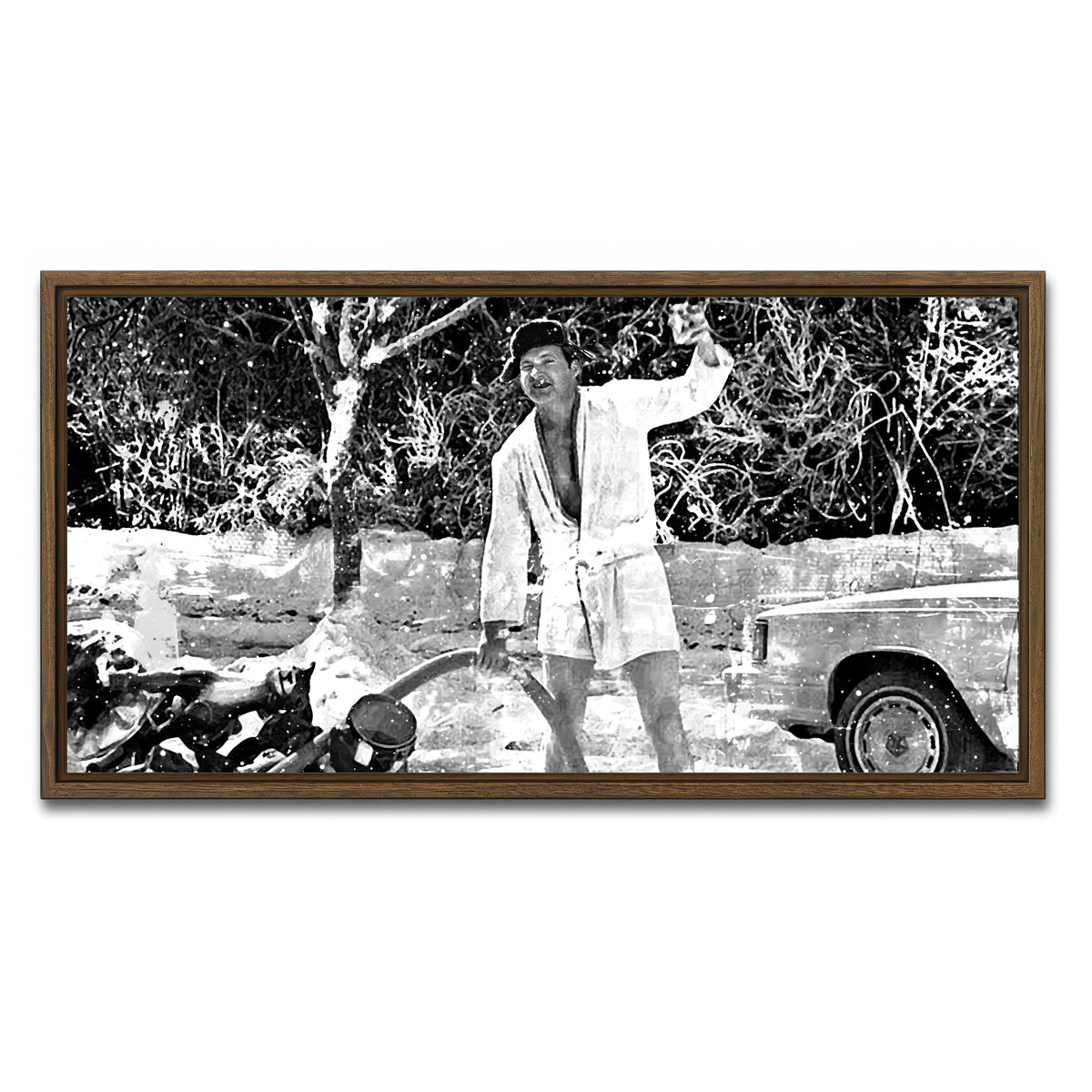 AUTO-MOCKUP WHITE | Cousin Eddie Grayscale | 1 Piece | Walnut Framed Canvas | group=2x1