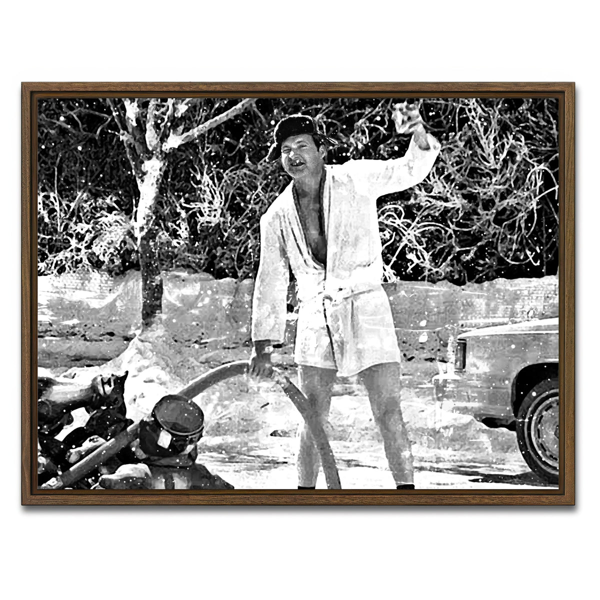 AUTO-MOCKUP WHITE | Cousin Eddie Grayscale | 1 Piece | Walnut Framed Canvas | group=4x3