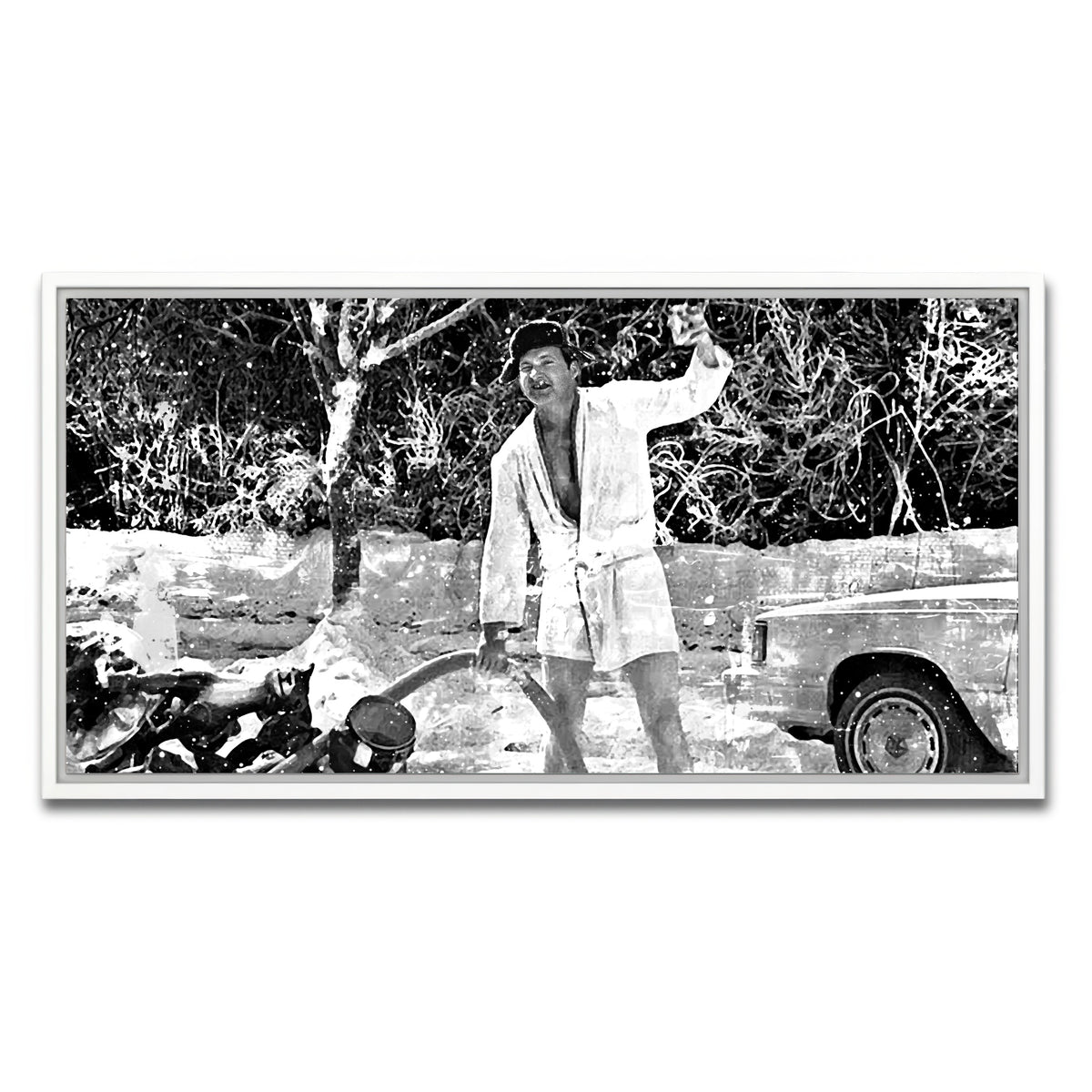 AUTO-MOCKUP WHITE | Cousin Eddie Grayscale | 1 Piece | White Framed Canvas | group=2x1