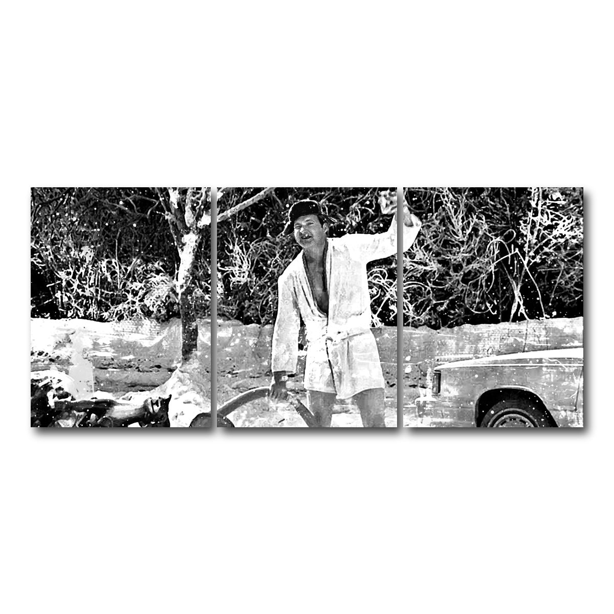 AUTO-MOCKUP WHITE | Cousin Eddie Grayscale | 3 Piece | Gallery Wrap Canvas | group=18x24