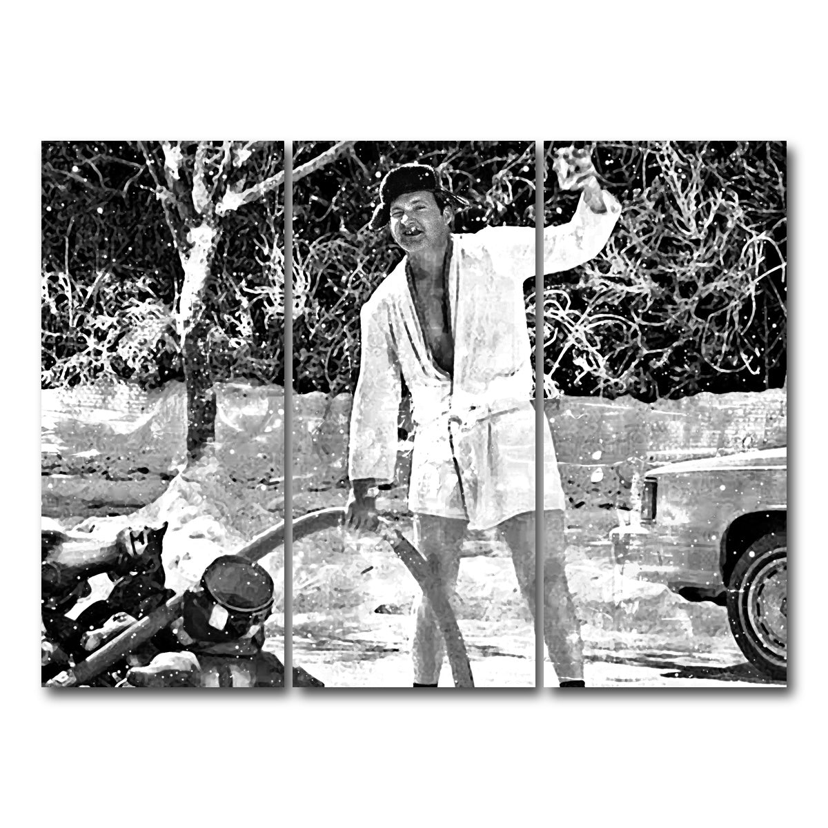 AUTO-MOCKUP WHITE | Cousin Eddie Grayscale | 3 Piece | Gallery Wrap Canvas | group=8x18
