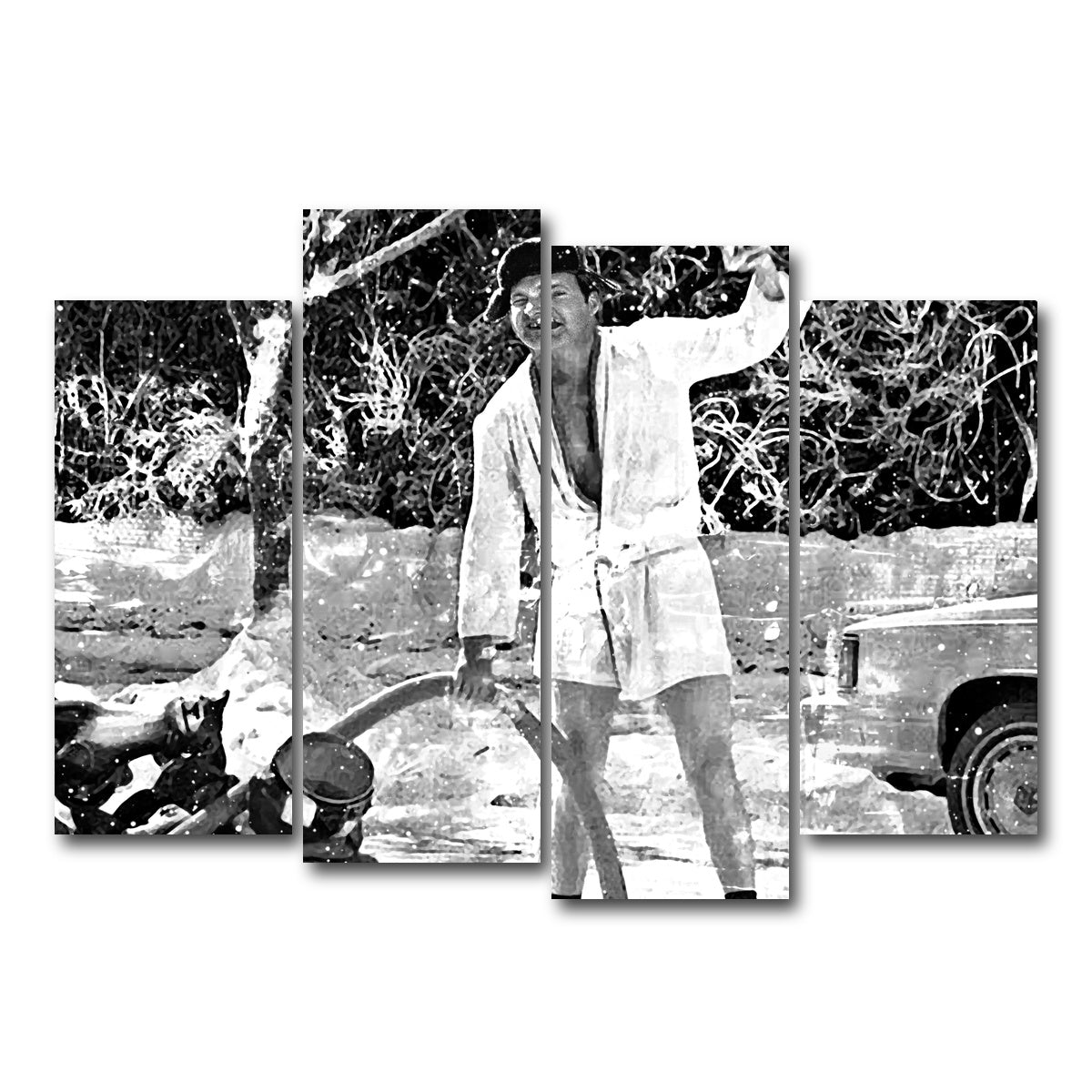 AUTO-MOCKUP WHITE | Cousin Eddie Grayscale | 4 Piece | Gallery Wrap Canvas | group=4_normal