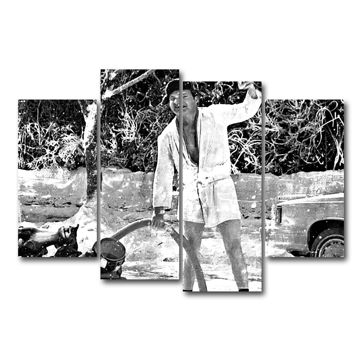 AUTO-MOCKUP WHITE | Cousin Eddie Grayscale | 4 Piece | Gallery Wrap Canvas | group=4_short