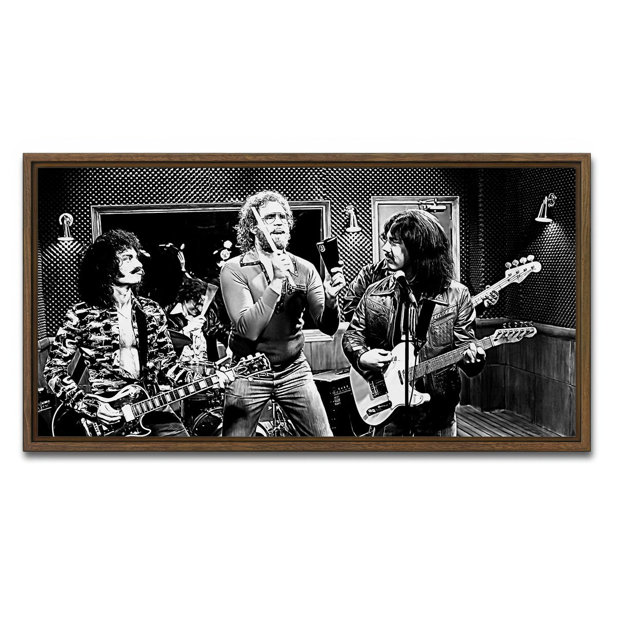 AUTO-MOCKUP WHITE | Cowbell Sketch Grayscale | 1 Piece | Walnut Framed Canvas | group=2x1