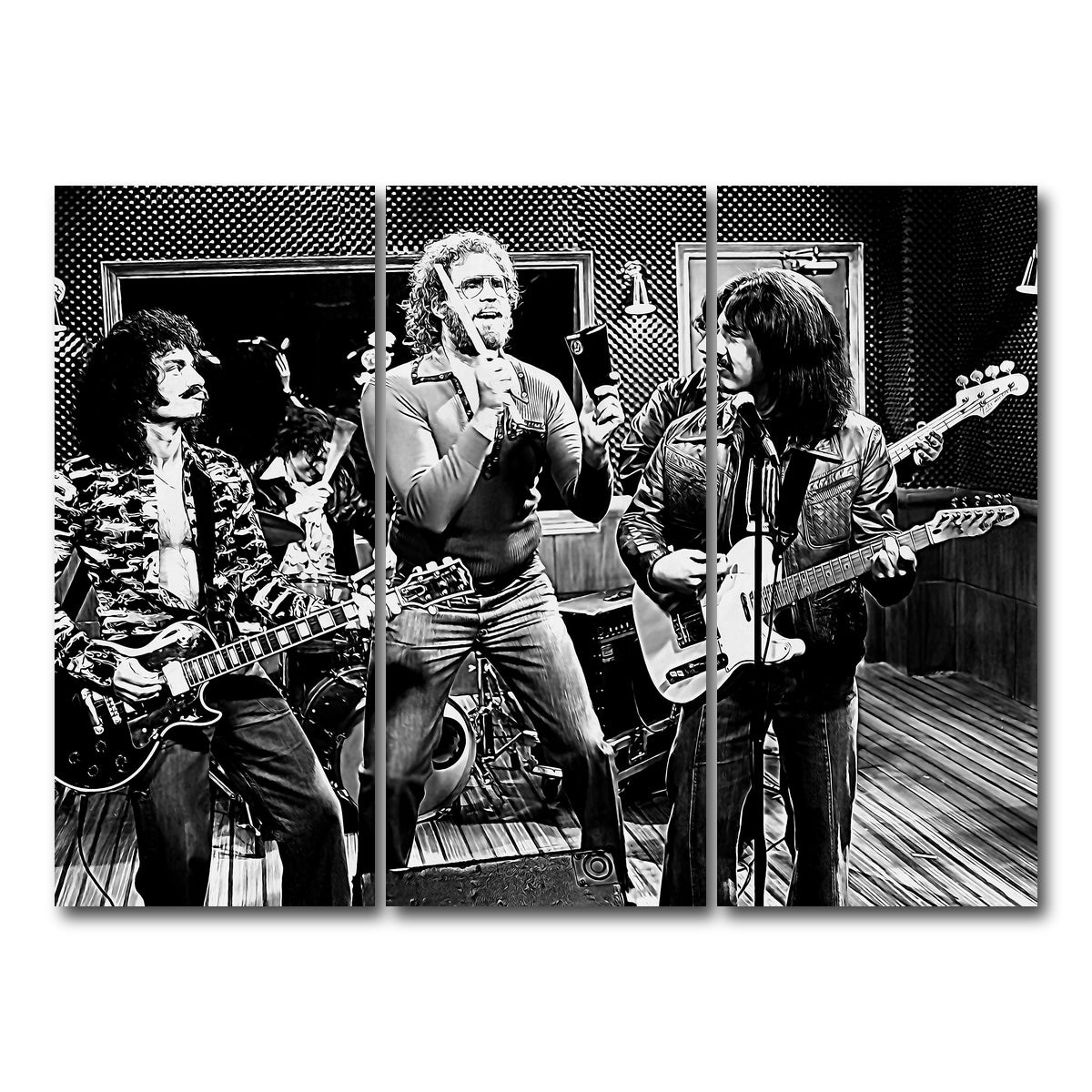 AUTO-MOCKUP WHITE | Cowbell Sketch Grayscale | 3 Piece | Gallery Wrap Canvas | group=8x18