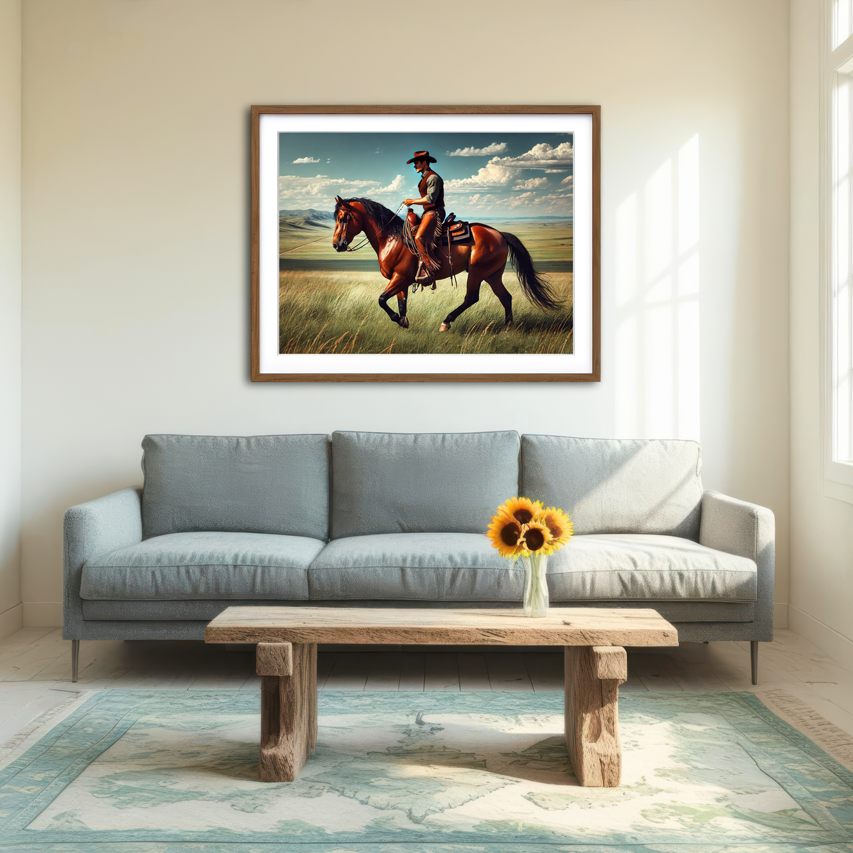 AUTO-MOCKUP ROOM | Cowboy and Quarter Horse Wall Art