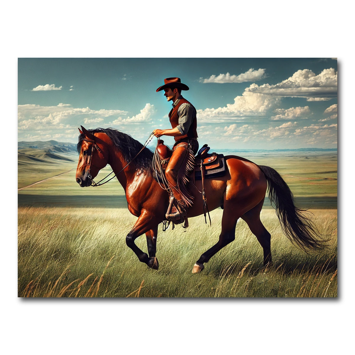 AUTO-MOCKUP WHITE | Cowboy and Quarter Horse | 1 Piece | Gallery Wrap Canvas | group=4x3
