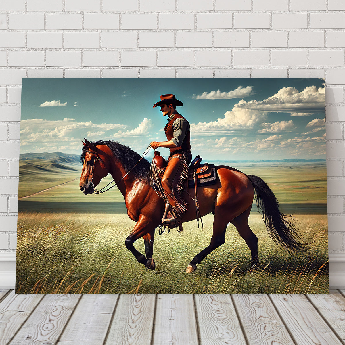 Cowboy and Quarter Horse Wall Art