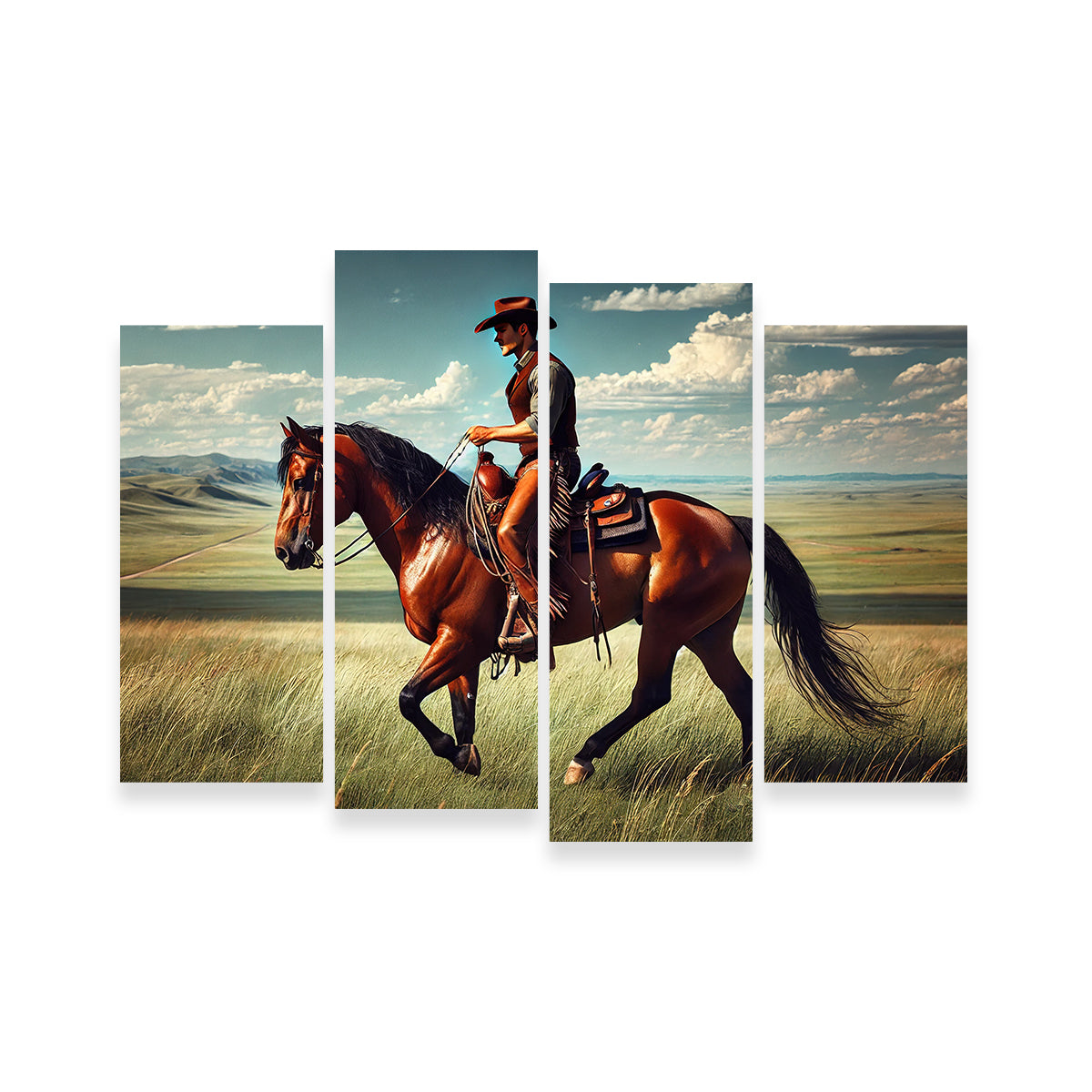 Cowboy and Quarter Horse Wall Art