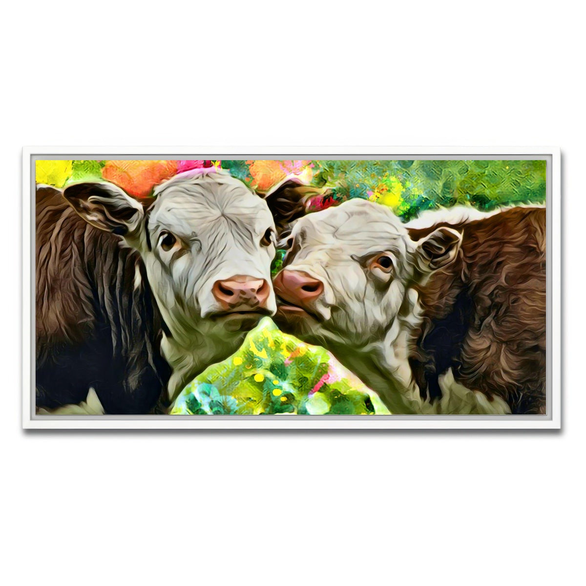 AUTO-MOCKUP WHITE | Cows Abstract | 1 Piece | White Framed Canvas | group=2x1