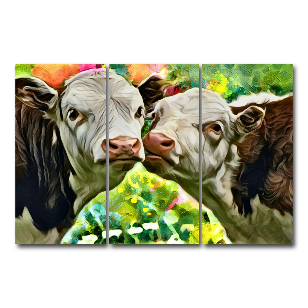AUTO-MOCKUP WHITE | Cows Abstract | 3 Piece | Gallery Wrap Canvas | group=12x24