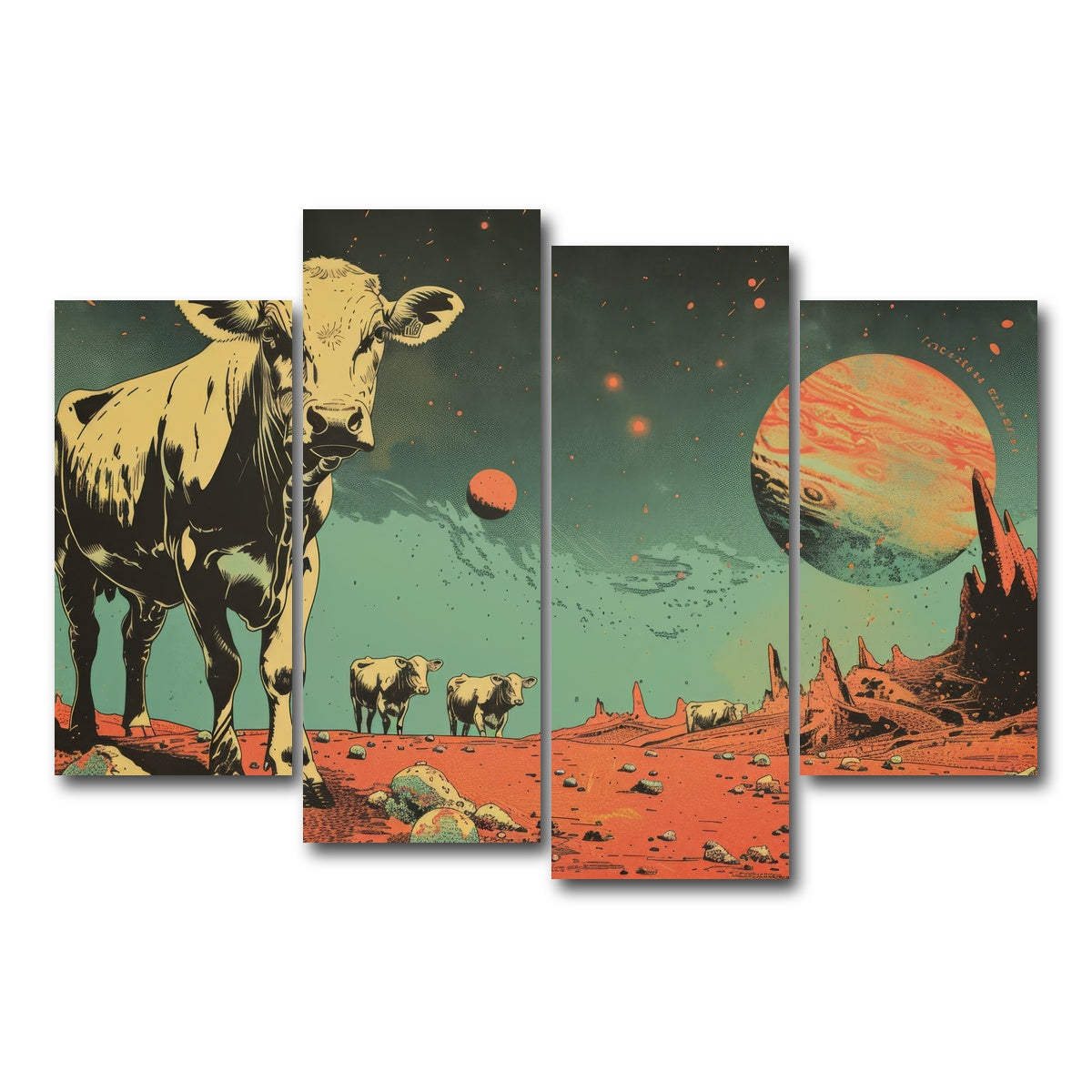 AUTO-MOCKUP WHITE | Cows abducted by aliens | 4 Piece | Gallery Wrap Canvas | group=4_short
