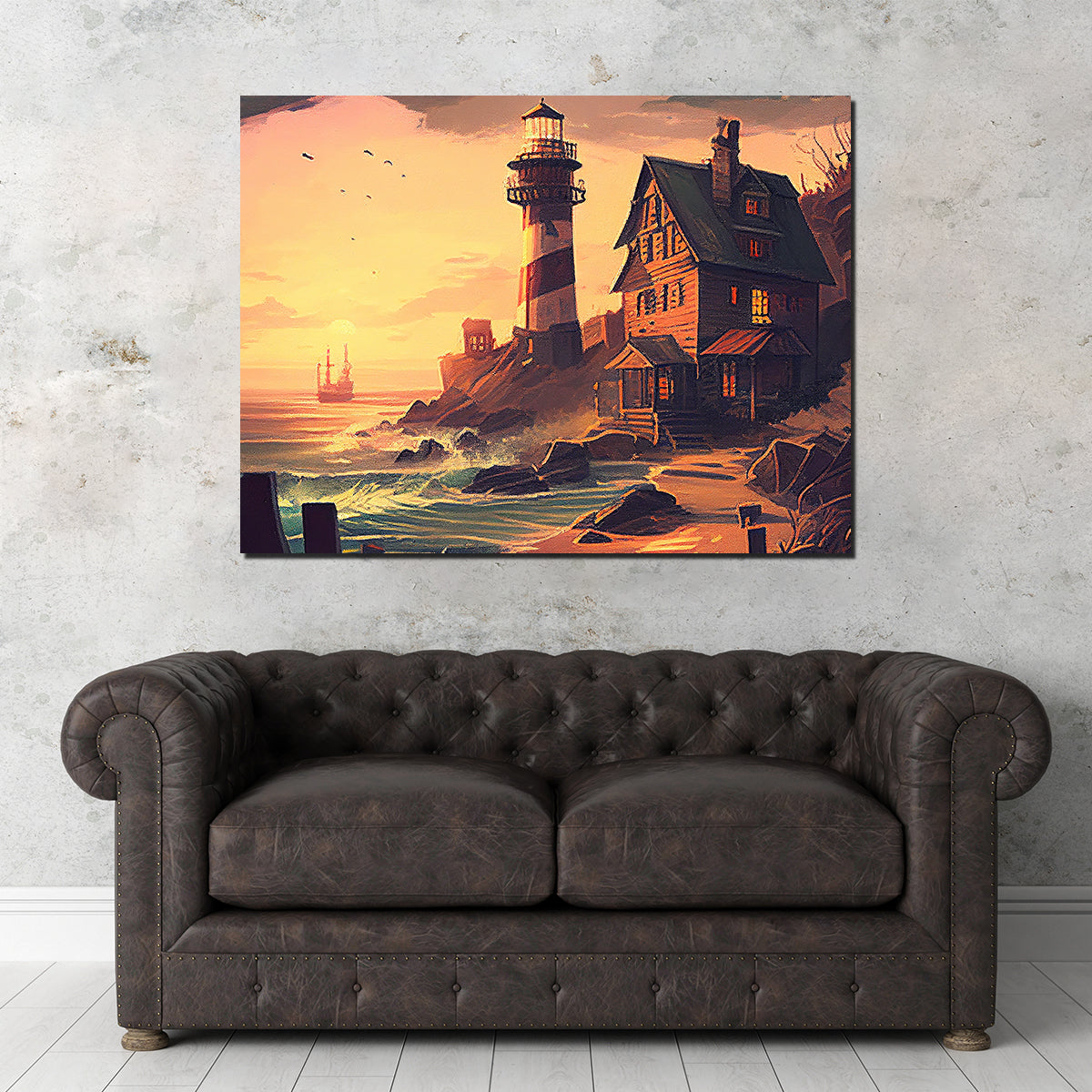 Cozy Lighthouse Shore Wall Art