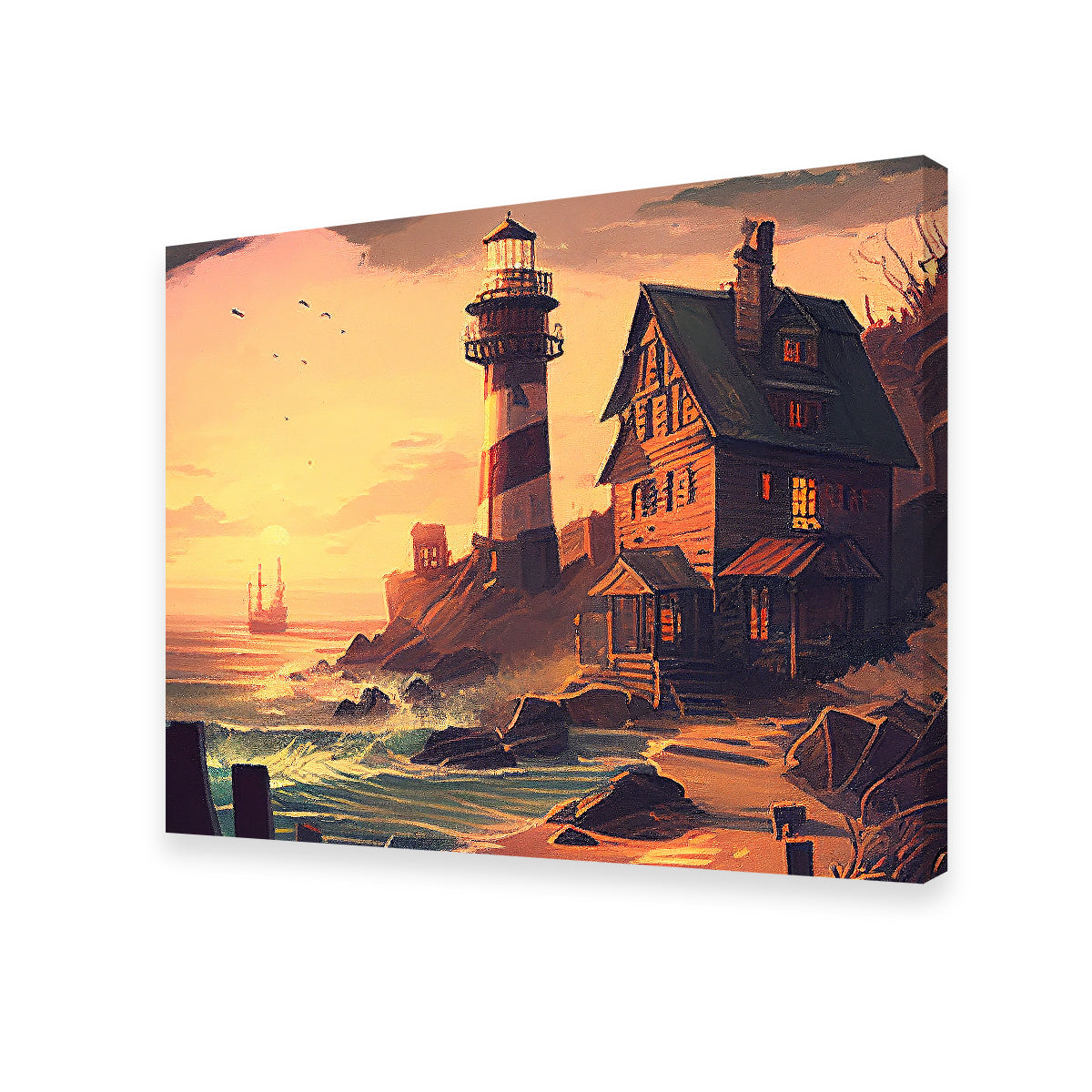 Cozy Lighthouse Shore Wall Art