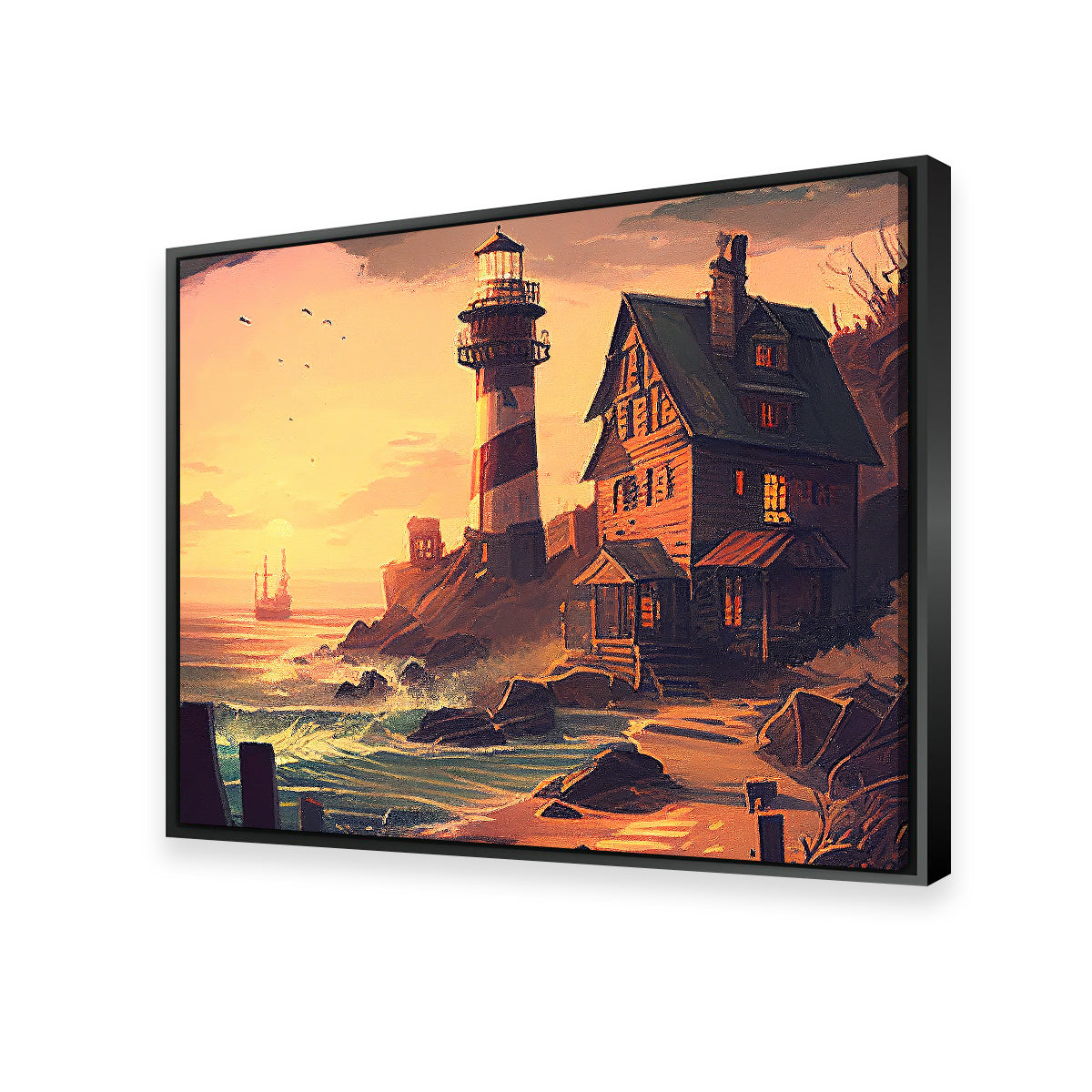 Cozy Lighthouse Shore Wall Art