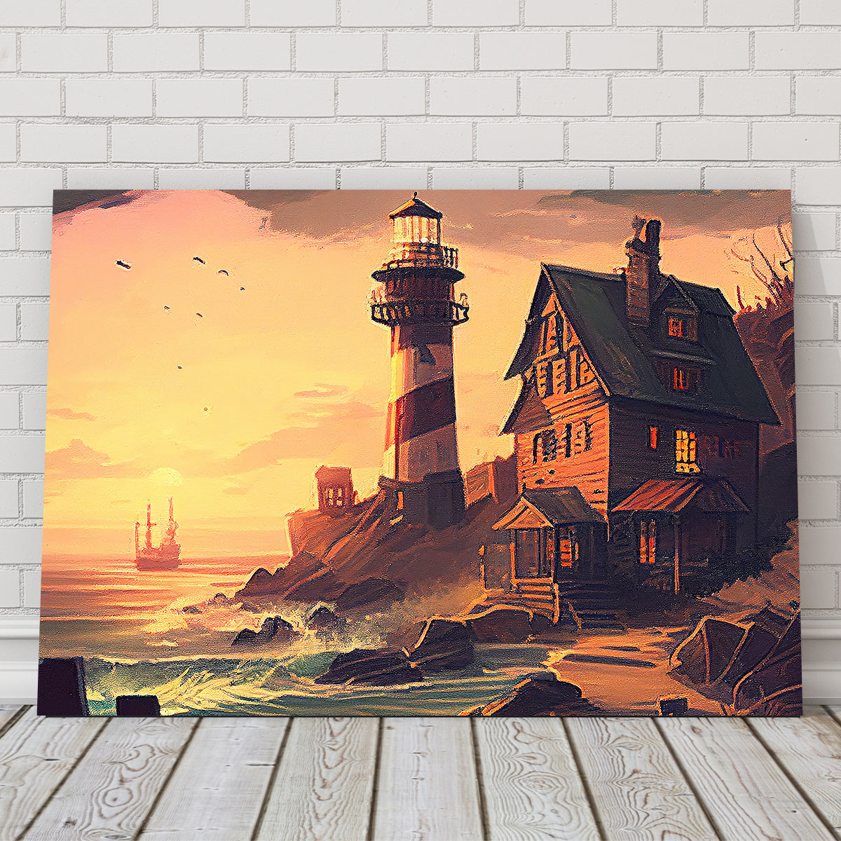 Cozy Lighthouse Shore Wall Art