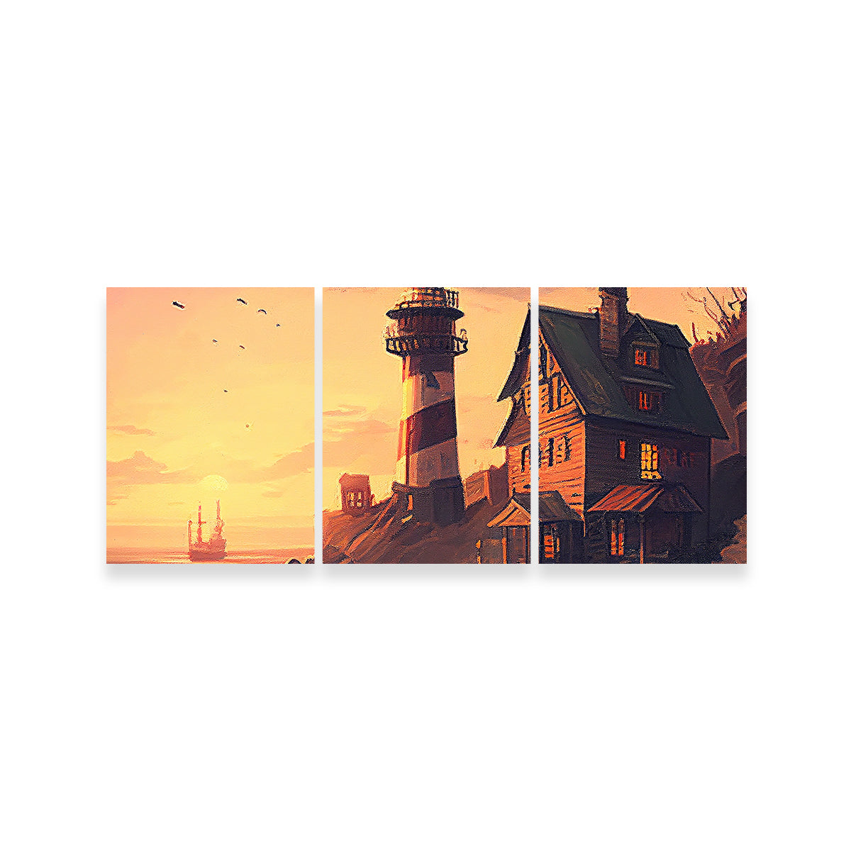 Cozy Lighthouse Shore Wall Art