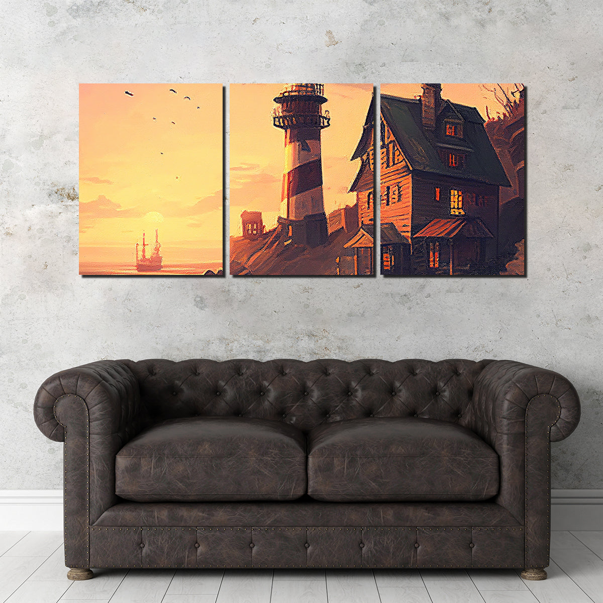 Cozy Lighthouse Shore Wall Art
