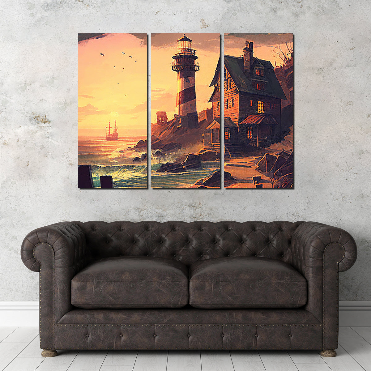 Cozy Lighthouse Shore Wall Art