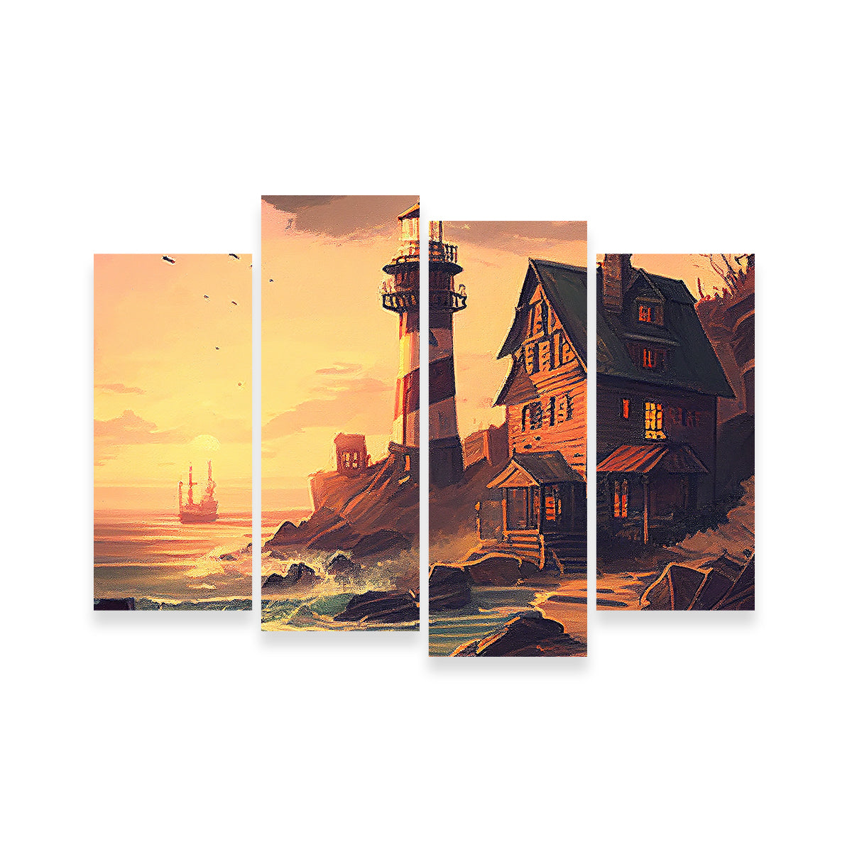 Cozy Lighthouse Shore Wall Art