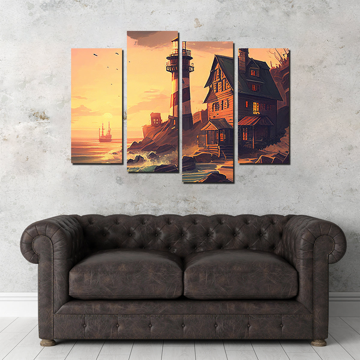 Cozy Lighthouse Shore Wall Art