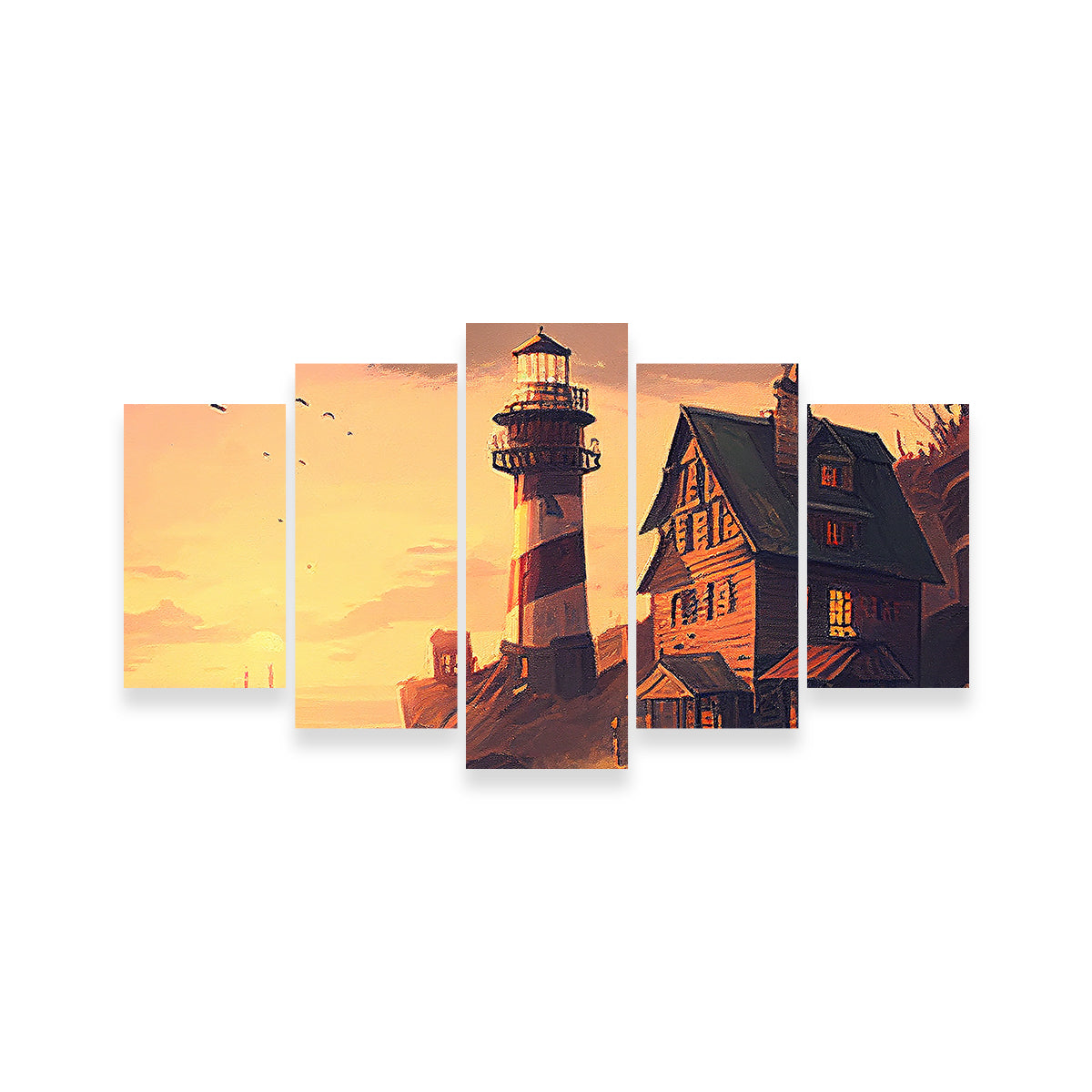 Cozy Lighthouse Shore Wall Art
